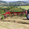 Rear angle of Enorossi CR-850 basket bar rake during raking