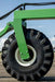 Harrell Ag Rock-N-Root Rake wheel assembly during field operation