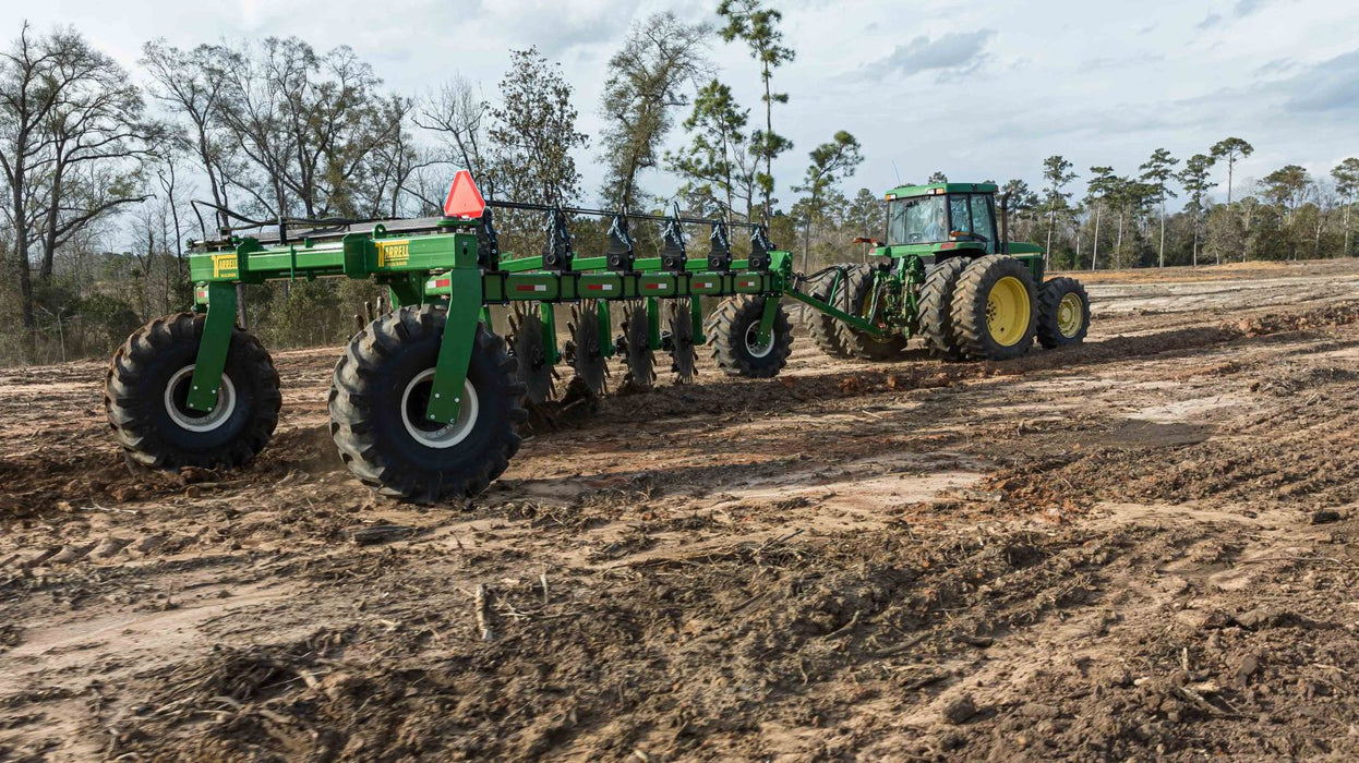 Harrell Ag Rock-N-Root Rake working through soil and debris