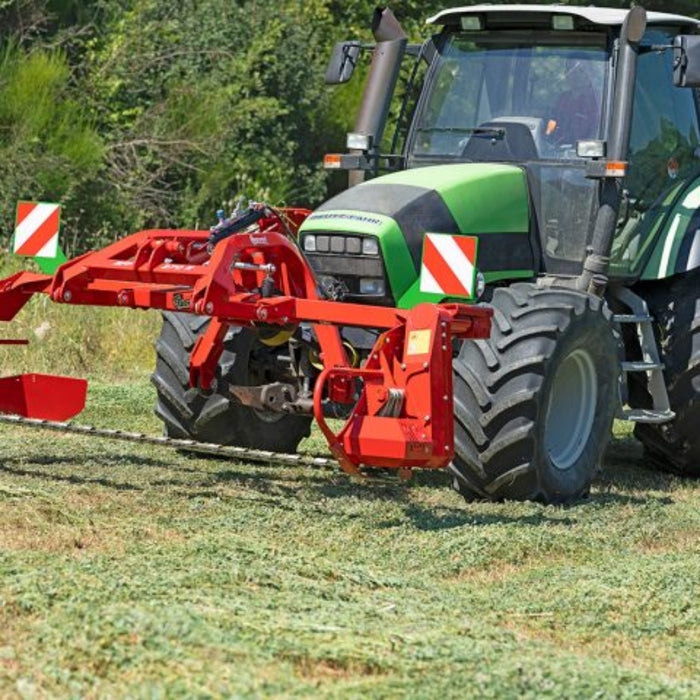 Front-mounted Enorossi sickle bar mower at rest
