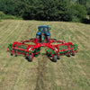 Wide overhead view of Enorossi CR-850 basket bar rake in field