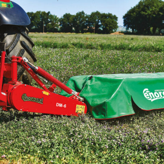 Detail view of Enorossi DM disc mower cutting bar and cover