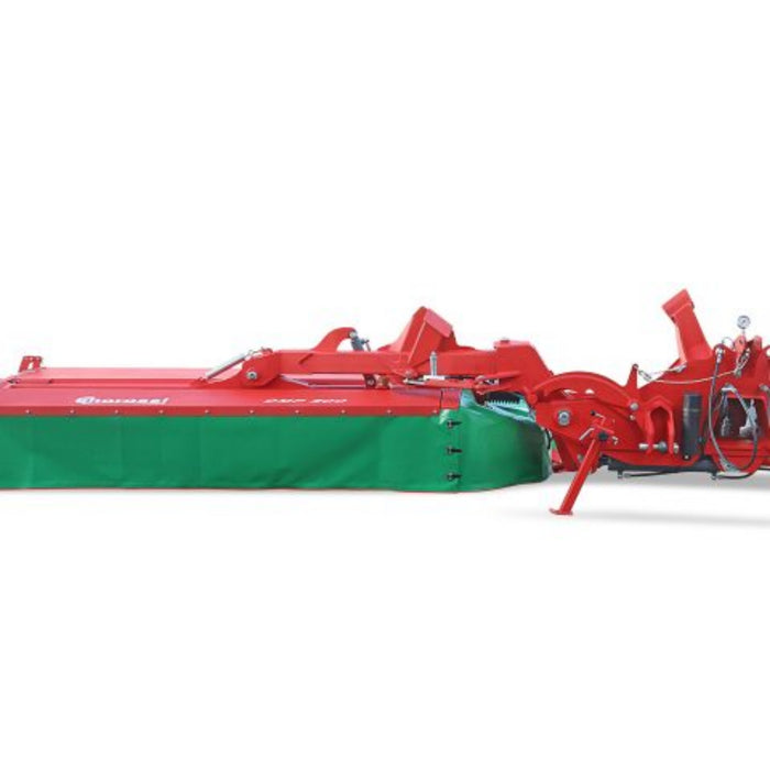 Folded transport configuration of Enorossi DMP disc mower with conditioner