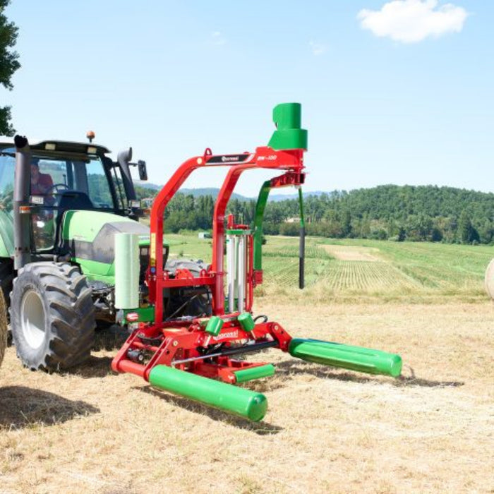 Enorossi BW mounted bale wrapper with vertical bale unloading system