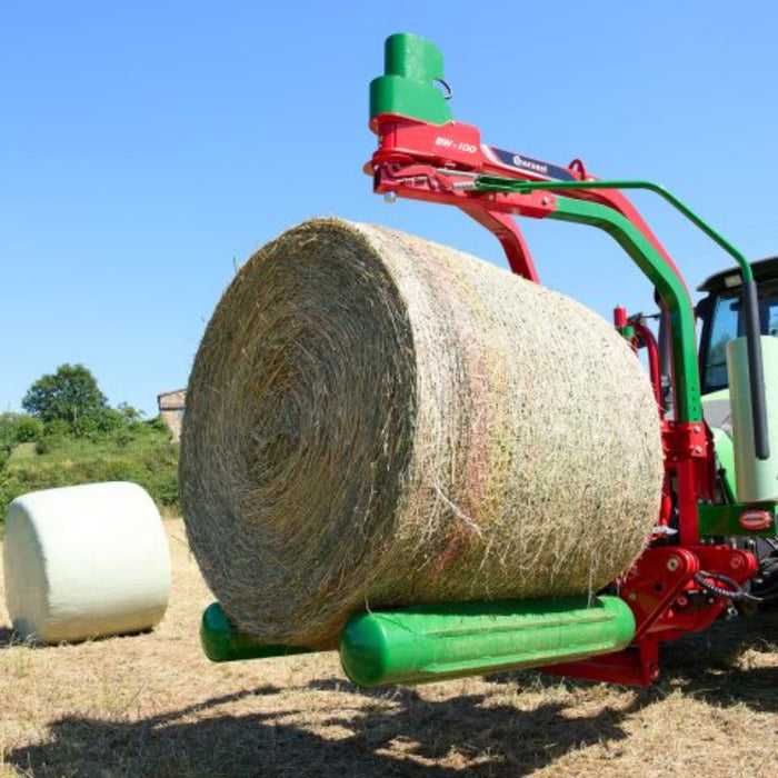 Enorossi BW mounted bale wrapper applying plastic film evenly