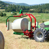 Front view of Enorossi BW mounted bale wrapper lifting round bale