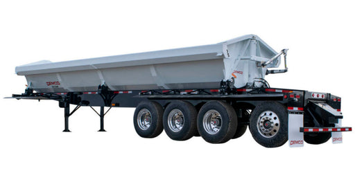 Demco quad axle side dump trailer side profile with dump body