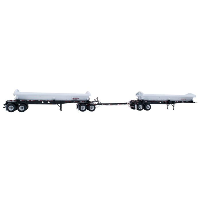 Demco side dump train chassis and axle configuration detail