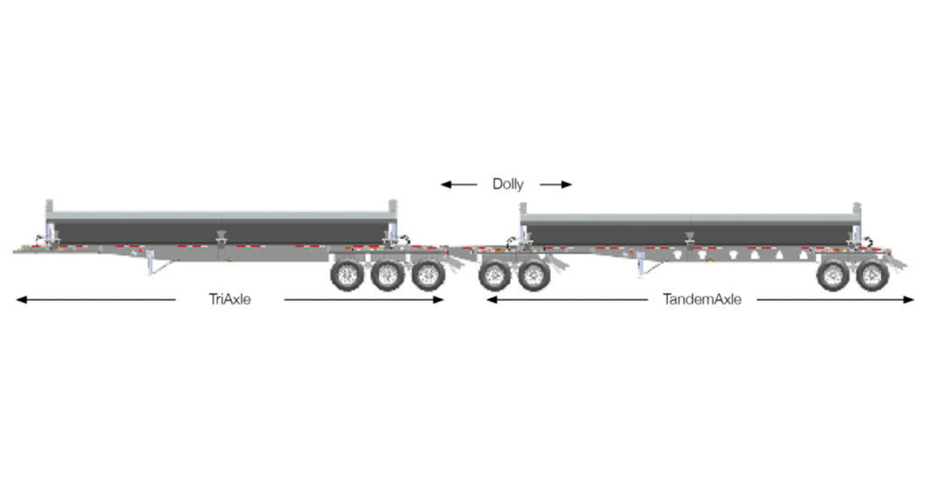 Demco side dump train side profile for high-volume material hauling