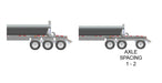 Demco triple axle side dump trailer with steel dump body and landing legs