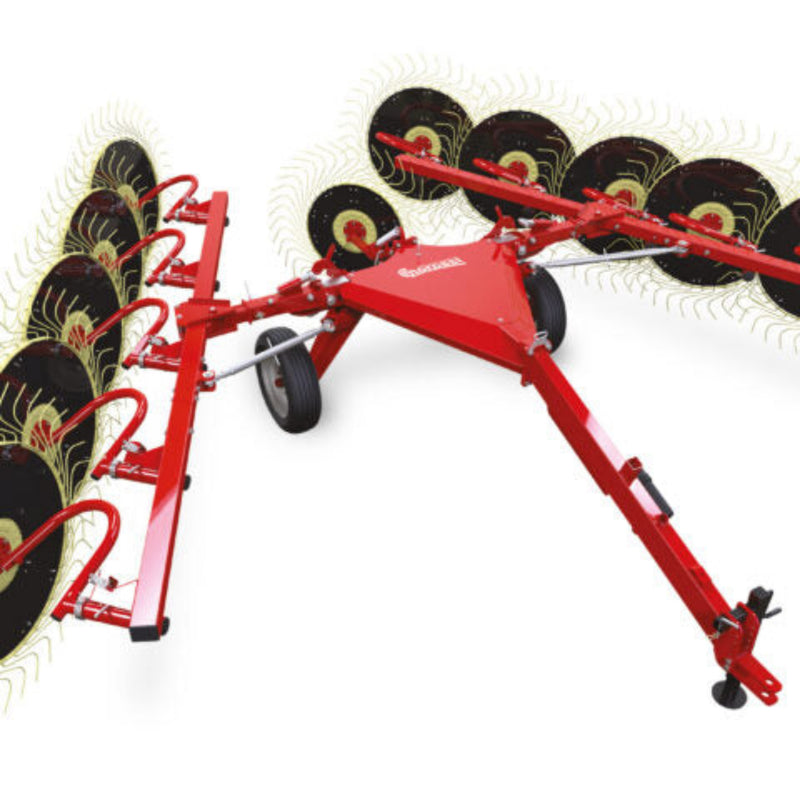 Enorossi BATRAKE V-frame wheel rake with central joint and multiple rake arms
