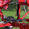 Transport wheel and support frame on Enorossi wheel rake