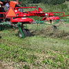 Enorossi DR 420 two-rotor tedder rake forming windrow in field