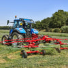 Enorossi ENODUO 650H double rotor hay rake operating in forage field