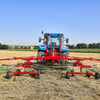 Enorossi ENODUO 610 double rotor rake rear view during hay raking