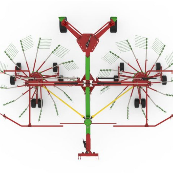 Enorossi ENODUO 920 double rotary hay rake overall machine layout on white background