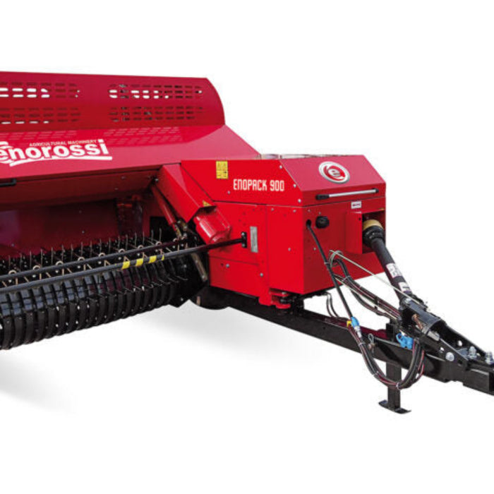 Side view of Enorossi ENOPACK 800–900 small square baler with twine tying system