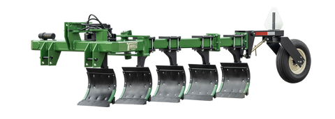 Harrell Ag In-Furrow Land Plow 9400 with multiple moldboard bottoms and rear gauge wheel