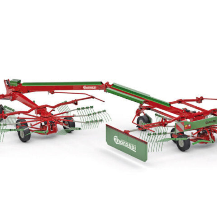 Enorossi TRACER 780 double rotary hay rake top view showing dual rotor layout