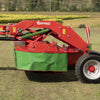 Enorossi TREX CP disc mower rear view showing windrow formation