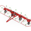 Side view of Enorossi VORTEX G4 hay tedder with folding rotor arms